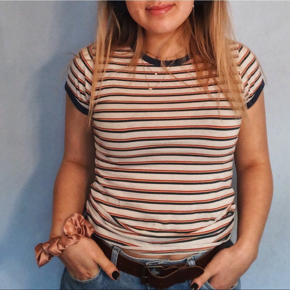 Forever 21 Striped Rainbow T-Shirt Size M